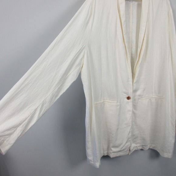 Old Navy Oversized Blazer Women XXL Ivory Linen Coastal Grandma Beach Casual 512 - Picture 6 of 12